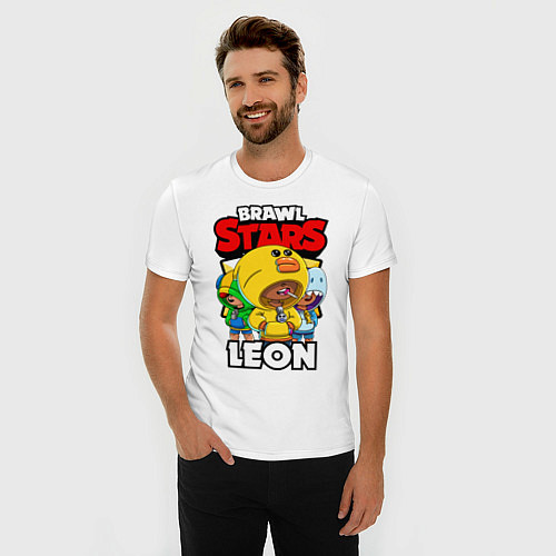 Мужская slim-футболка BRAWL STARS LEON / Белый – фото 3