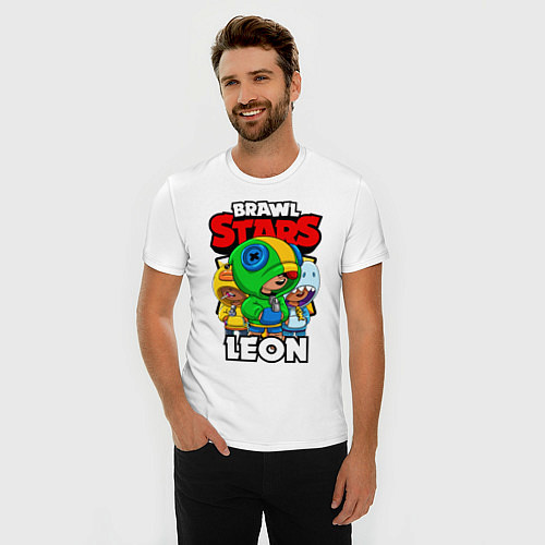 Мужская slim-футболка BRAWL STARS LEON / Белый – фото 3