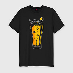 Футболка slim-fit Космонавт, цвет: черный