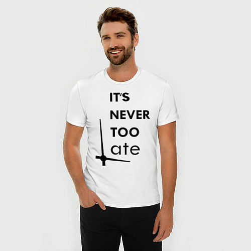 Мужская slim-футболка It's Never Too Late / Белый – фото 3