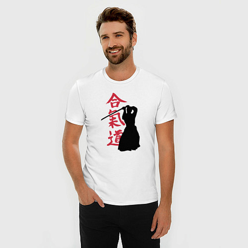 Мужская slim-футболка Айкидо / Белый – фото 3