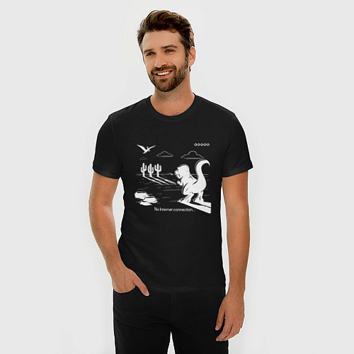 Мужская slim-футболка No Internet Connection / Черный – фото 3