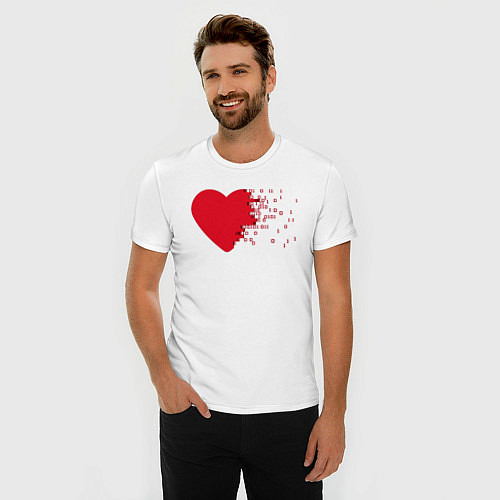 Мужская slim-футболка Сердце / Белый – фото 3