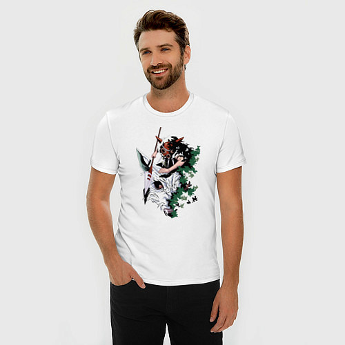 Мужская slim-футболка Аниме Принцесса Мононоке / Белый – фото 3