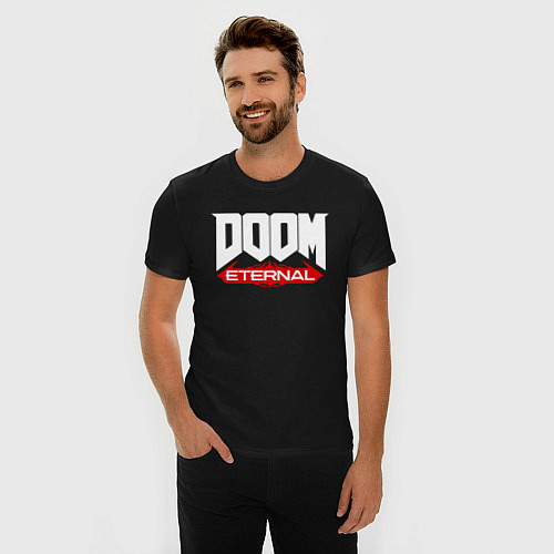 Мужская slim-футболка DOOM / Черный – фото 3