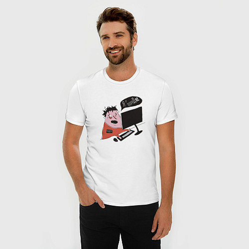 Мужская slim-футболка Кодер дедлайн / Белый – фото 3