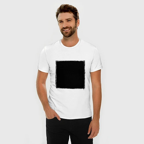 Мужская slim-футболка ЧЕРНЫЙ КВАДРАТ / Белый – фото 3