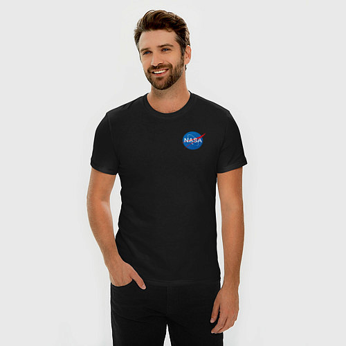 Мужская slim-футболка NASA / Черный – фото 3