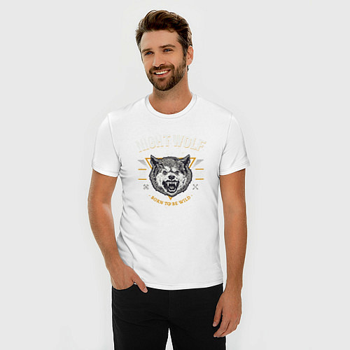 Мужская slim-футболка Дикий волк / Белый – фото 3