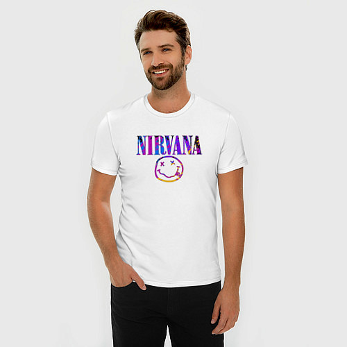 Мужская slim-футболка NIRVANA / Белый – фото 3