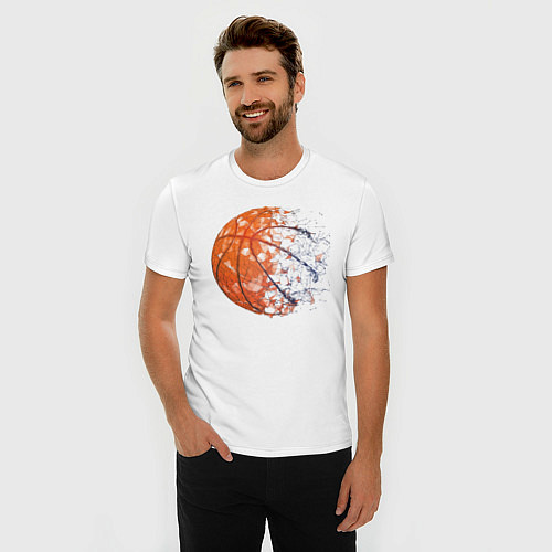 Мужская slim-футболка BasketBall / Белый – фото 3