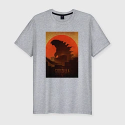 Футболка slim-fit Godzilla and red sun, цвет: меланж