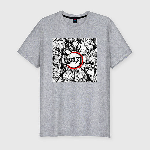 Мужская slim-футболка KIMETSU NO YAIBA / Меланж – фото 1