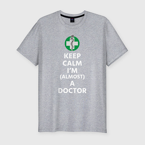 Мужская slim-футболка Keep calm I??m a doctor / Меланж – фото 1
