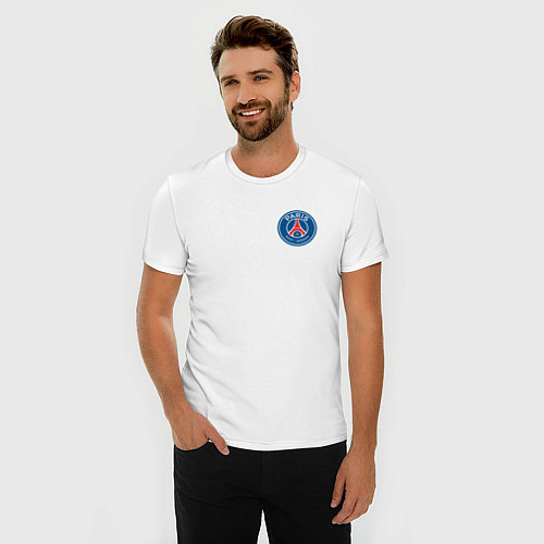 Мужская slim-футболка PSG / Белый – фото 3
