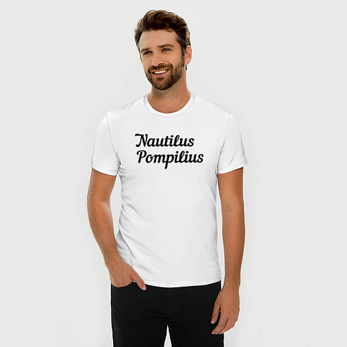 Мужская slim-футболка Наутилус Помпилиус Лого / Белый – фото 3