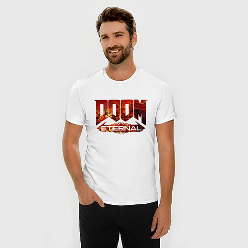 Мужская slim-футболка DOOM Eternal / Белый – фото 3