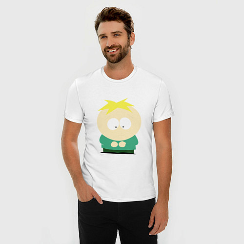Мужская slim-футболка South Park Баттерс / Белый – фото 3