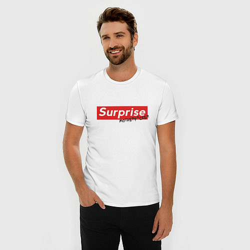 Мужская slim-футболка Surprise Motherf*cker / Белый – фото 3