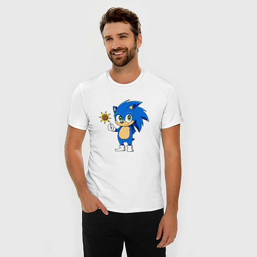 Мужская slim-футболка Baby Sonic / Белый – фото 3