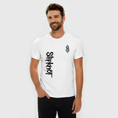 Мужская slim-футболка SLIPKNOT / Белый – фото 3