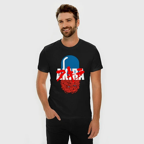Мужская slim-футболка AKIRA / Черный – фото 3