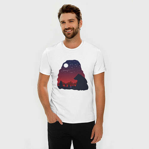 Мужская slim-футболка Медведь / Белый – фото 3