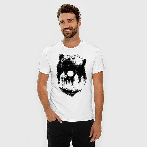 Мужская slim-футболка Bear / Белый – фото 3