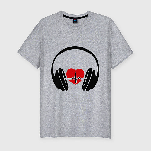 Мужская slim-футболка Музыка в сердце / Меланж – фото 1