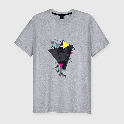 Мужская slim-футболка Геометрия треугольники / Меланж – фото 1