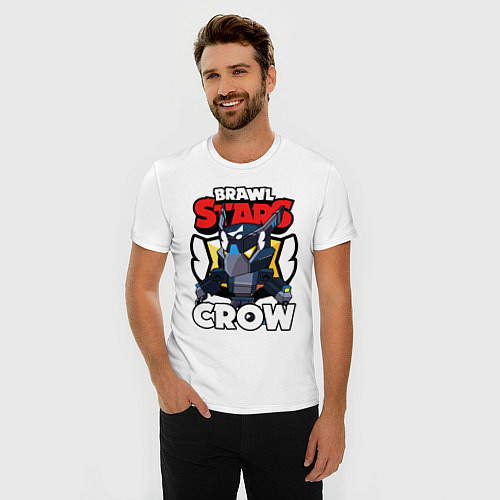Мужская slim-футболка B S MECHA CROW / Белый – фото 3
