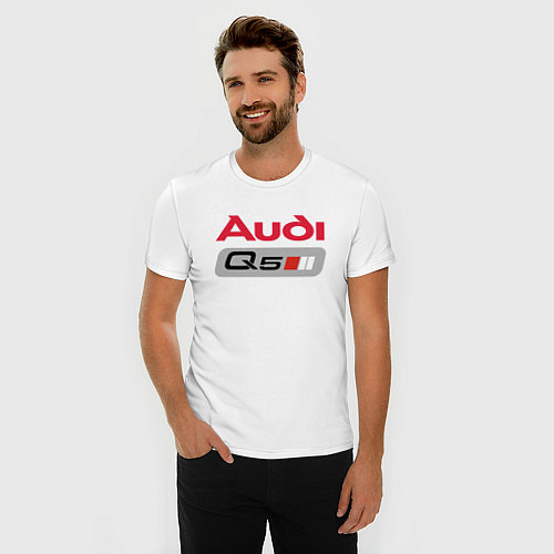 Мужская slim-футболка AUDI Q5 LOGO / Белый – фото 3
