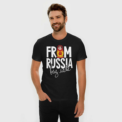 Мужская slim-футболка Из России с любовью / Черный – фото 3