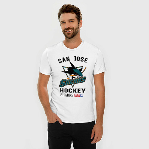 Мужская slim-футболка SAN JOSE SHARKS / Белый – фото 3