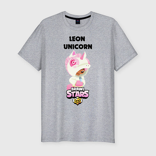 Мужская slim-футболка BRAWL STARS LEON UNICORN / Меланж – фото 1