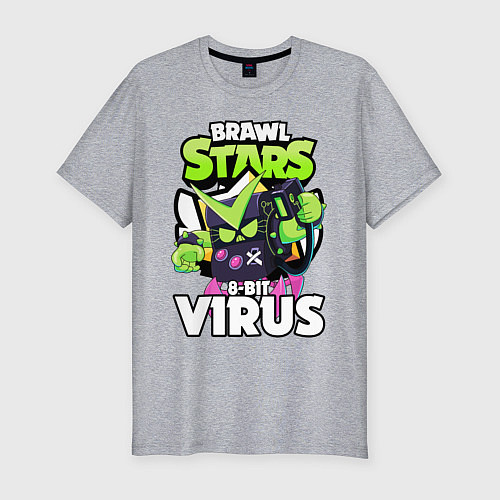 Мужская slim-футболка BRAWL STARS VIRUS 8-BIT / Меланж – фото 1