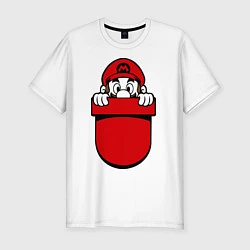 Футболка slim-fit Марио в кармане, цвет: белый