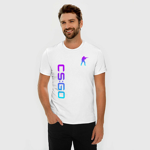 Мужская slim-футболка CS GO NEON / Белый – фото 3