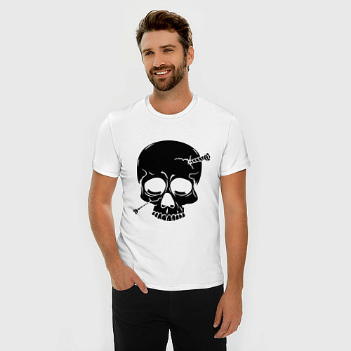 Мужская slim-футболка Череп с шурупами / Белый – фото 3