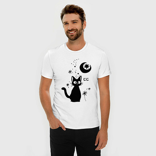 Мужская slim-футболка Jiji Cat / Белый – фото 3