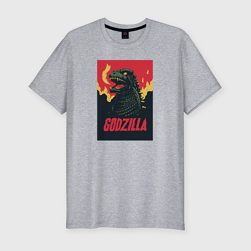Мужская slim-футболка Godzilla / Меланж – фото 1