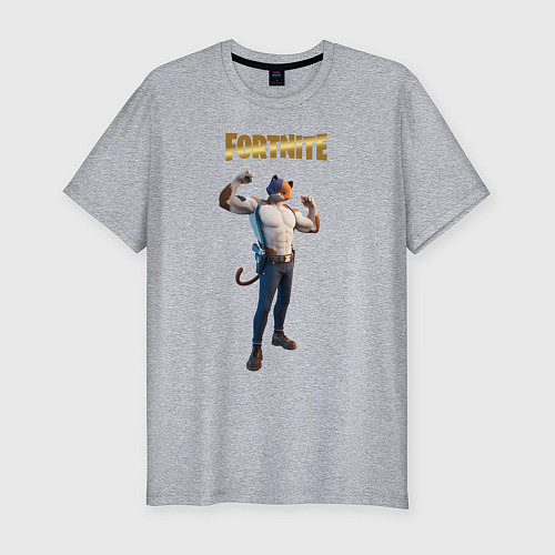 Мужская slim-футболка Meowcles Fortnite 2 / Меланж – фото 1