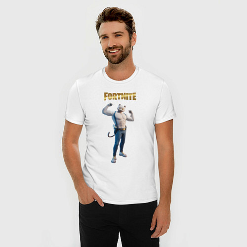 Мужская slim-футболка Meowcles Fortnite 2 / Белый – фото 3