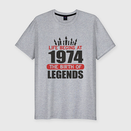 Мужская slim-футболка 1974 - рождение легенды / Меланж – фото 1