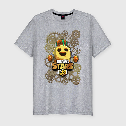Мужская slim-футболка Brawl Stars Robot Spike / Меланж – фото 1