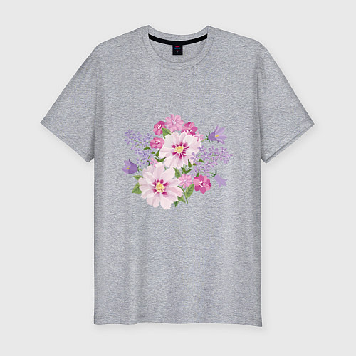 Мужская slim-футболка Полевые цветы / Меланж – фото 1