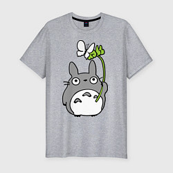 Футболка slim-fit Totoro и бабочка, цвет: меланж