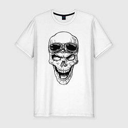 Футболка slim-fit Skull and glasses, цвет: белый