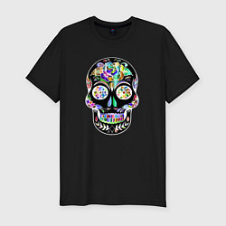 Футболка slim-fit Flowers - Art skull, цвет: черный