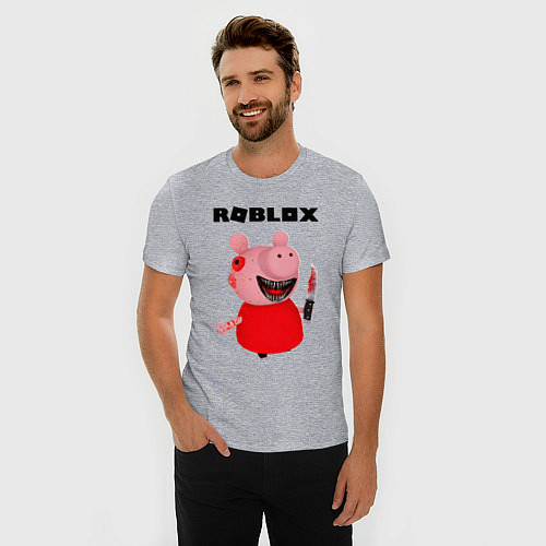 Мужская slim-футболка ROBLOX: PIGGI / Меланж – фото 3